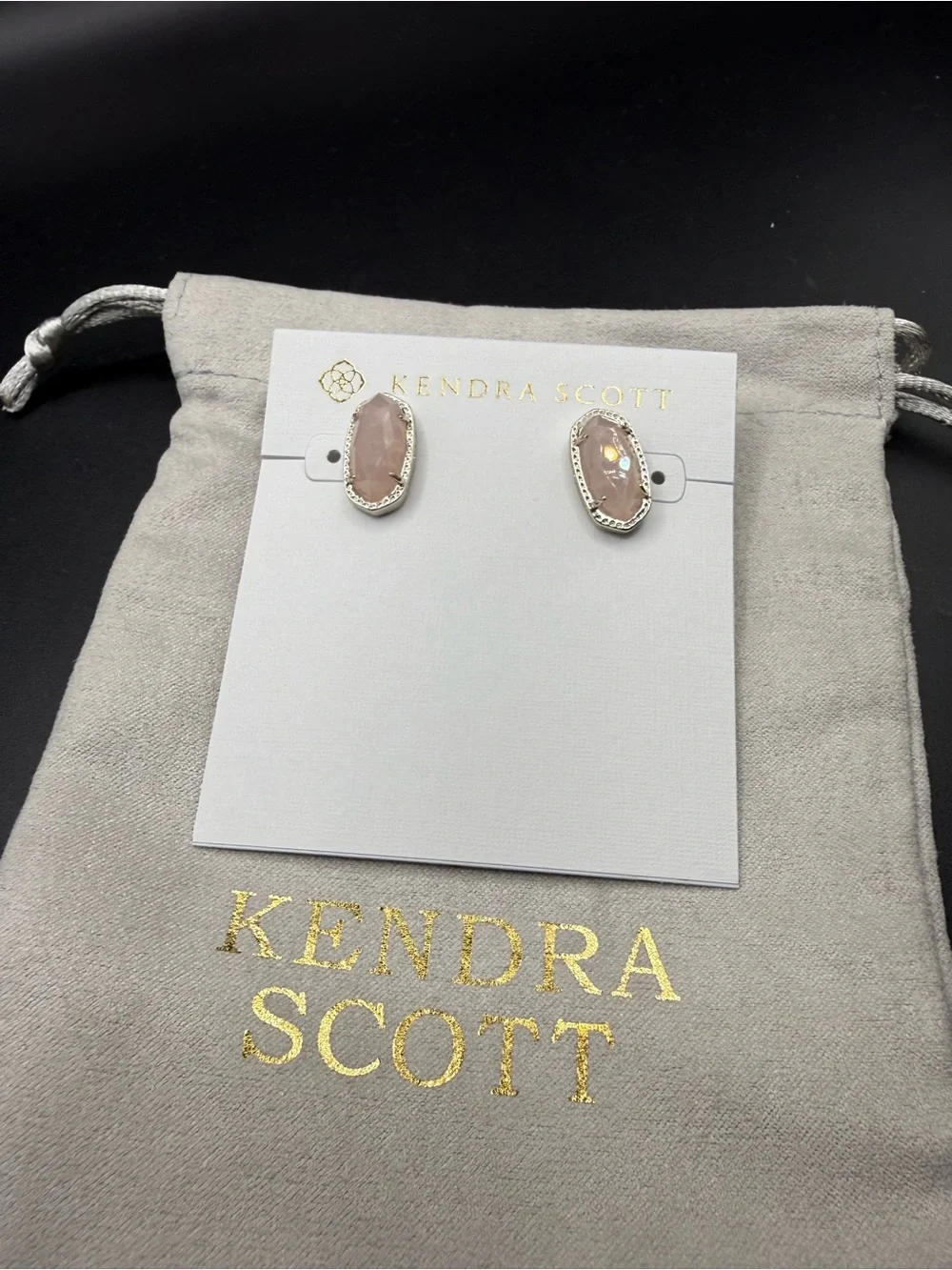 Kendra Scott Ellie Stud Earrings in Silver with rose quartz